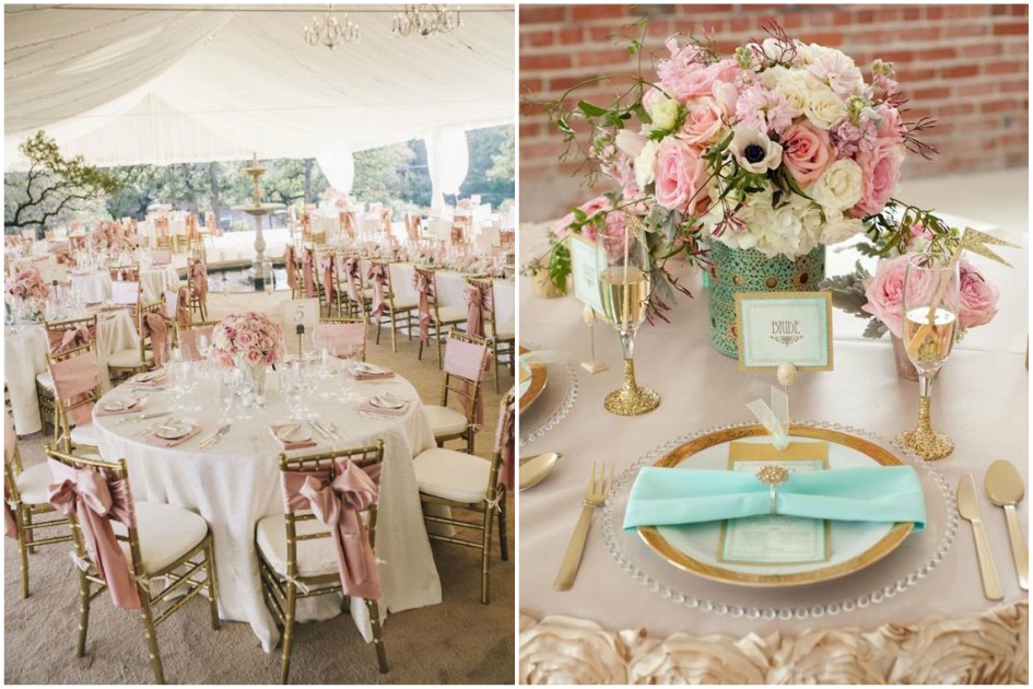 Decoração de Casamento Rosa e Dourado