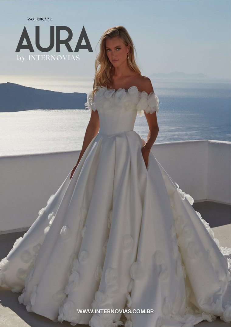 Capa do catálogo da Coleção Aura by Internovias — vestidos de noiva no Rio de Janeiro